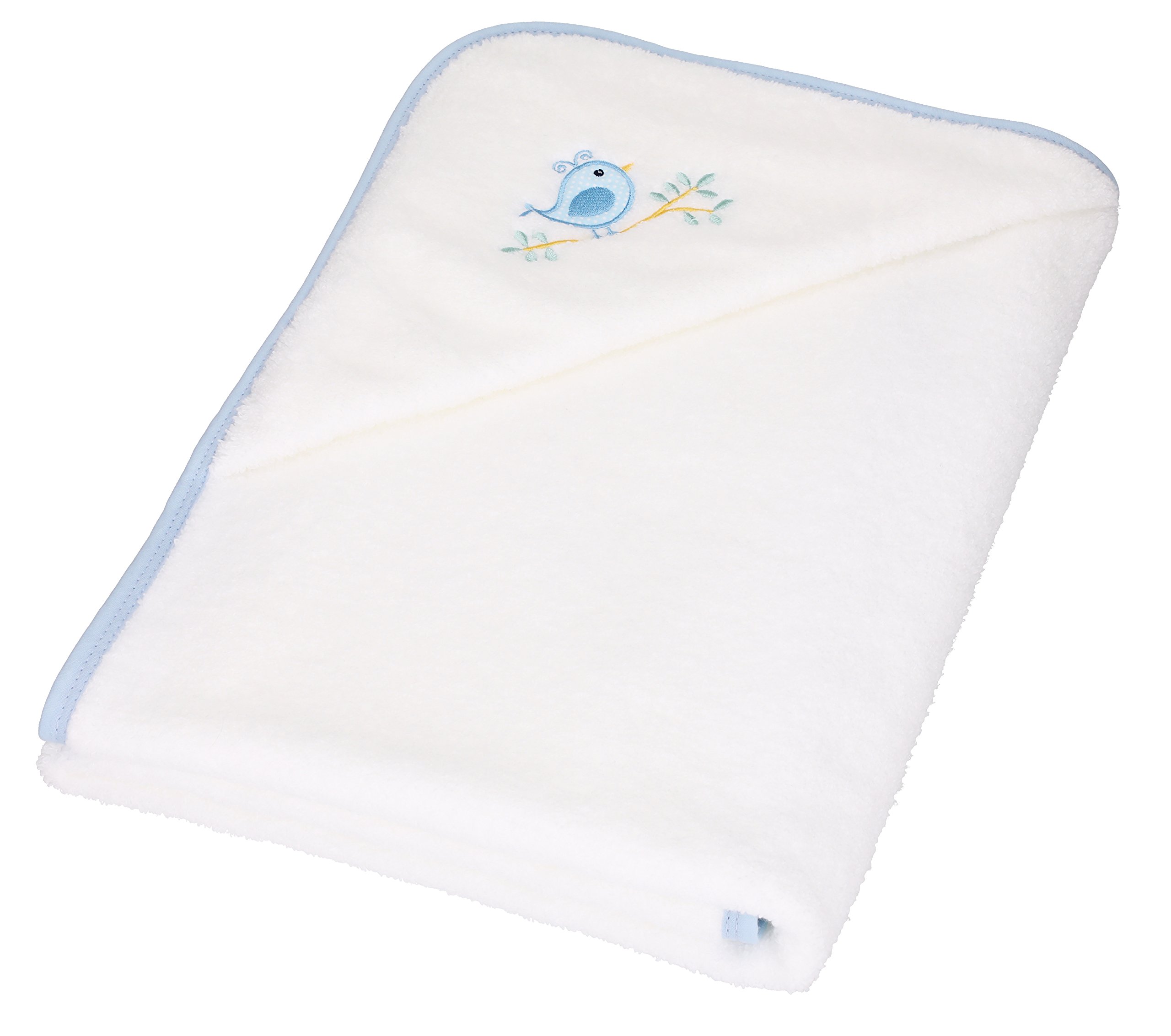 Betz 3-częściowy ręcznik kąpielowy z kapturem 85 x 85 cm zestaw niemowlęcy ptaki 100% bawełna 1 ręcznik kąpielowy dziecięcy 1 śliniaczek 1 rękawica do mycia niemowlęcia kolor biało-niebieski