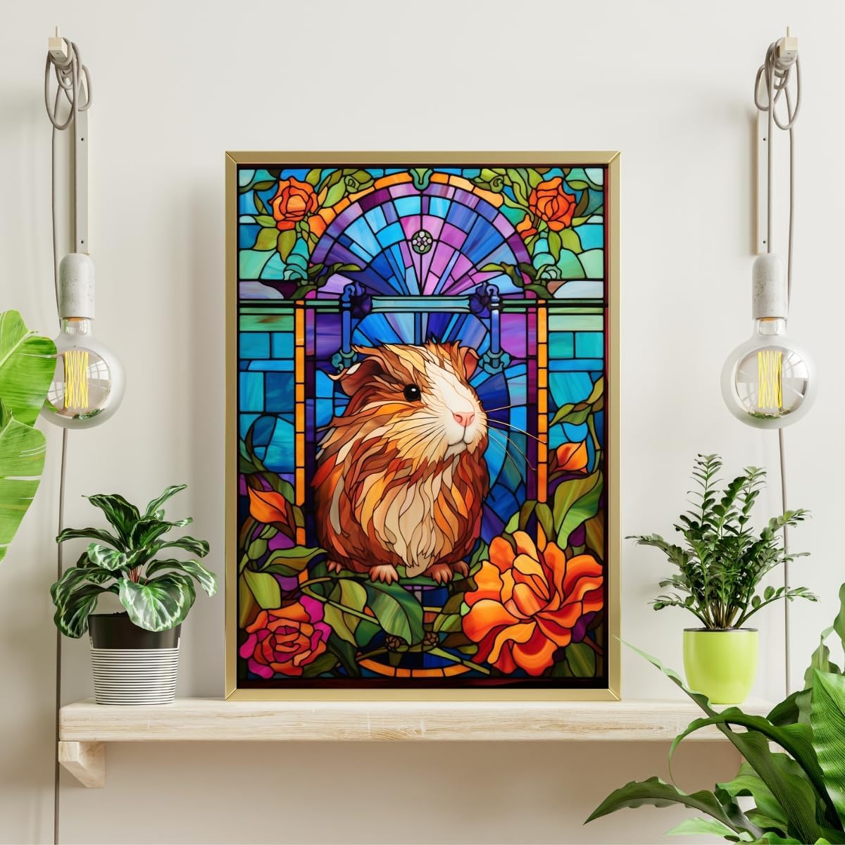 Stained Glass Guinea Pig Jigsaw Puzzle 300/500/1000 Piece (1000pc (50×75cm))