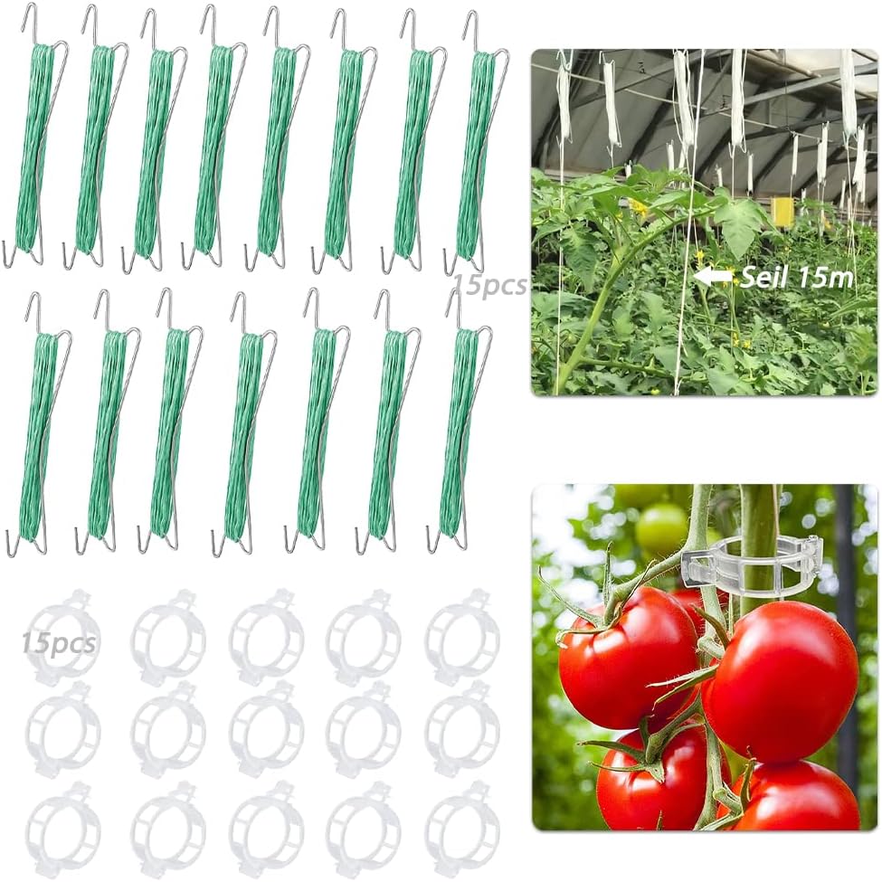 Anyingkai Tomatenhaken Mit Schnur,15m Doppelte Tomatenhaken