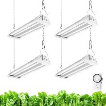 Barrina TX18 1FT LED Grow Light, 72W4 x 18W, 360W Equivalent, High PPFD, 5000K Full Spectrum, Hanging Grow Light from Seed to Flower with On/Off Switch, Mechanical Timer, Linkable, 4 Packs