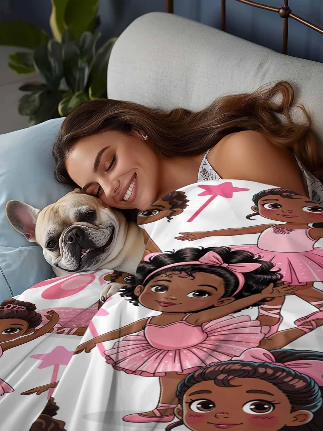 Full Flat Sheet, Pink Ballet Dancer Full Bed Sheets Only, Soft Microfiber Flat Sheet, Cute Cartoon Girls Bow-Knot Love Star Hotel Quality Bedding Top Sheet Bedroom Home Dorm Decor