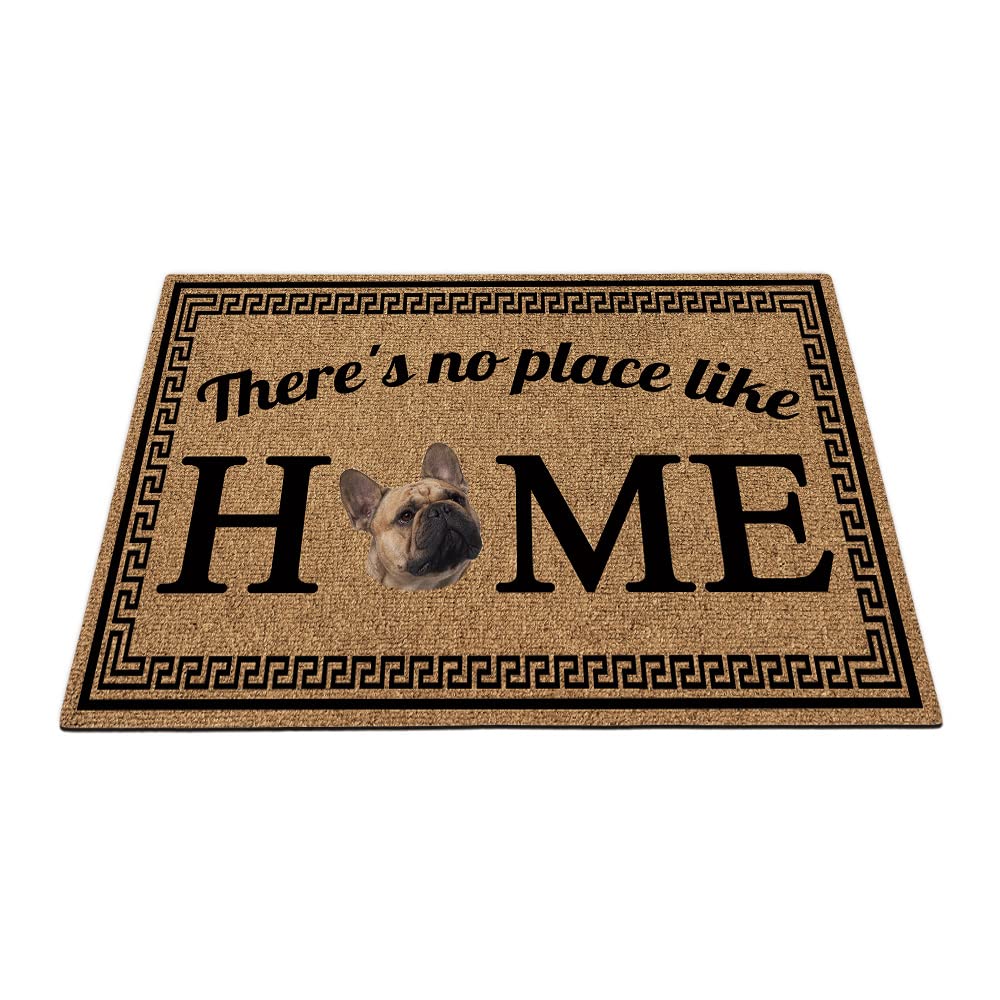 BAGEYOU There's no Place Like Home Doormat with Lovely French Bulldog Dog Welcome Floor Mat for Home Decor 27.5"x17.7"