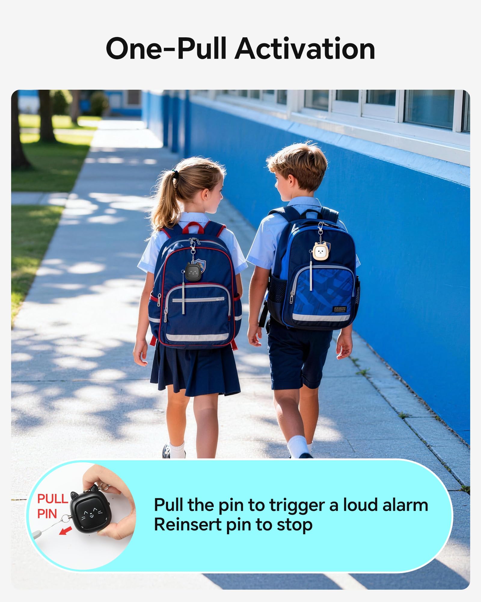 Alarma personal de sonido seguro, VIGOROAD 130 dB de alarma de emergencia con luz LED, sirena de seguridad de sonido personal para mujeres, hombres, niños y ancianos
