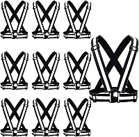 Vista 4 de Chaleco de seguridad reflectante, 2 piezas, chaleco de alta visibilidad, correas ajustables para correr, ciclismo, caminar y montar al aire libre