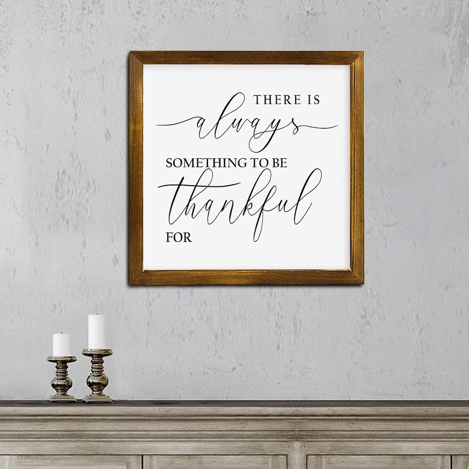 Motivational Rustic Wood Framed Sign There is Always Something to Be Thankful for Rustic Plank Hanging Plaque Wall Plaque with Solid Wood Frame Farmhouse Wall Hanging Decor for Cabin Front Door