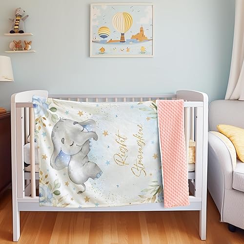 Miniatura 2 de Manta de bebé personalizada para niños, manta de bebé personalizada con nombre, franela suave con respaldo de puntos de doble capa, manta de