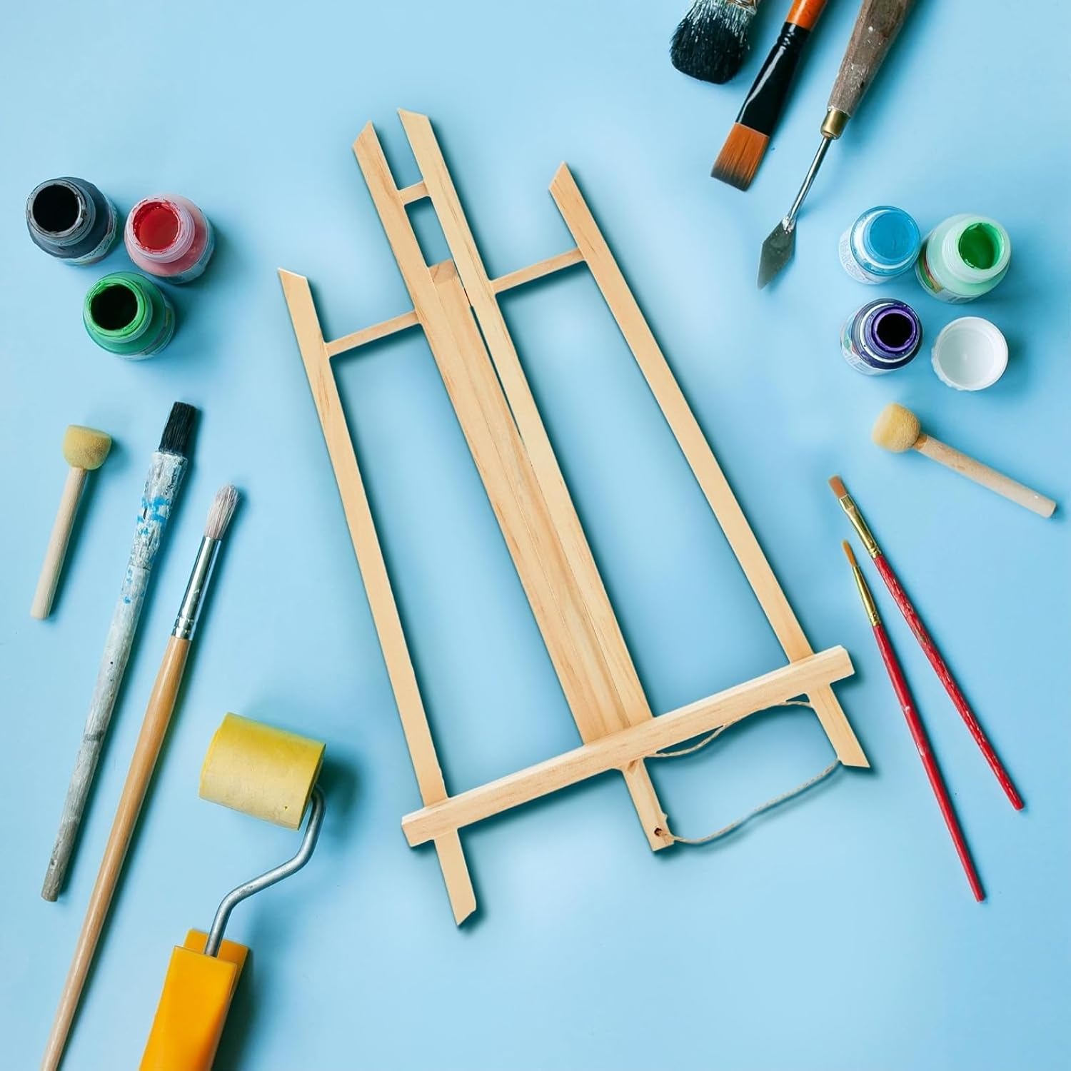 Juvale Easel Stand for Sign & Painting - 12-Pack, Brown Wood, 8.9 x 8.8 x 13.8 in - Foldable A-Frame & Tabletop Easels for Classroom Decor & Paint Party