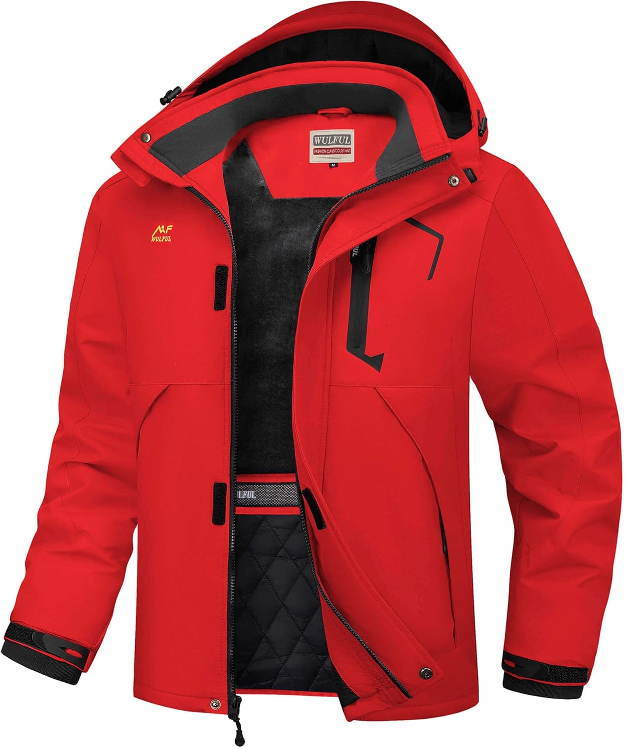 WULFUL Men's Winter Coats Waterproof Ski Jacket Warm Windproof Winter Windbreaker Jackets for Men with Hood
