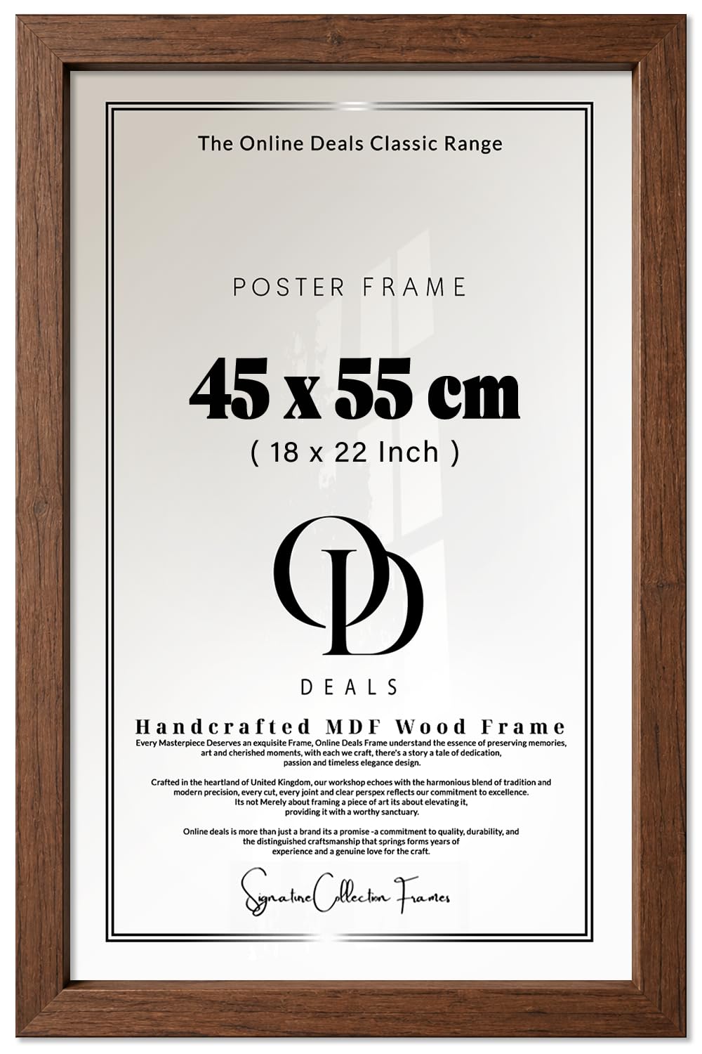 OD Deals — Sleek Poster Frame (45 X 55 CM | 18 X 22 Inch) Dark Oak Finish For Wall Display Vertical Or Horizontal Orientation To Showcase Paintings Photographs In Living Room Office And Hallway
