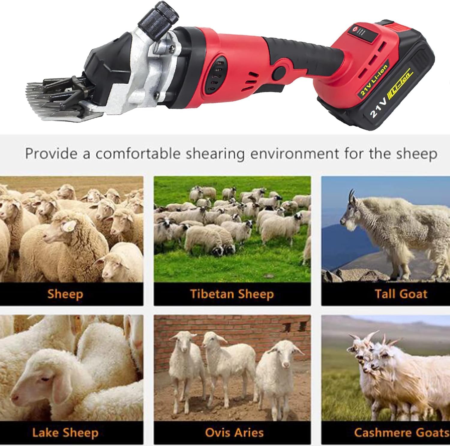 2000mah Batteria al Litio Pecore Tosatrici Elettriche Senza Fili Cesoie per Pecore per La Rasatura Pelliccia Lana in Pecore Capre Bovini Allevamento Bestiame