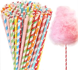 100 Pieces Cotton Candy Cones, Cotton Candy Sticks 13.8 inch - Bright Random Colors - Bulk for Parties, Events, Candy Making - Extra Length Prevents Sticky Hands