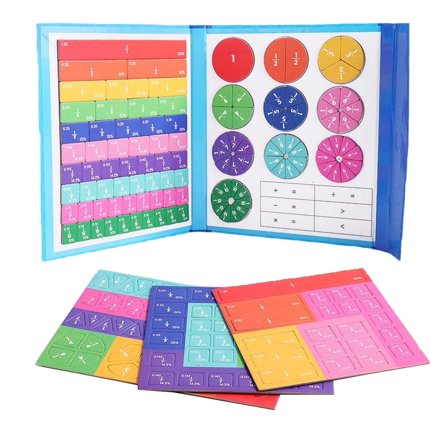 Jeu Magnétique Fractions - Puzzle éducatif Aimanté - Apprentissage Fractions Et Pourcentages