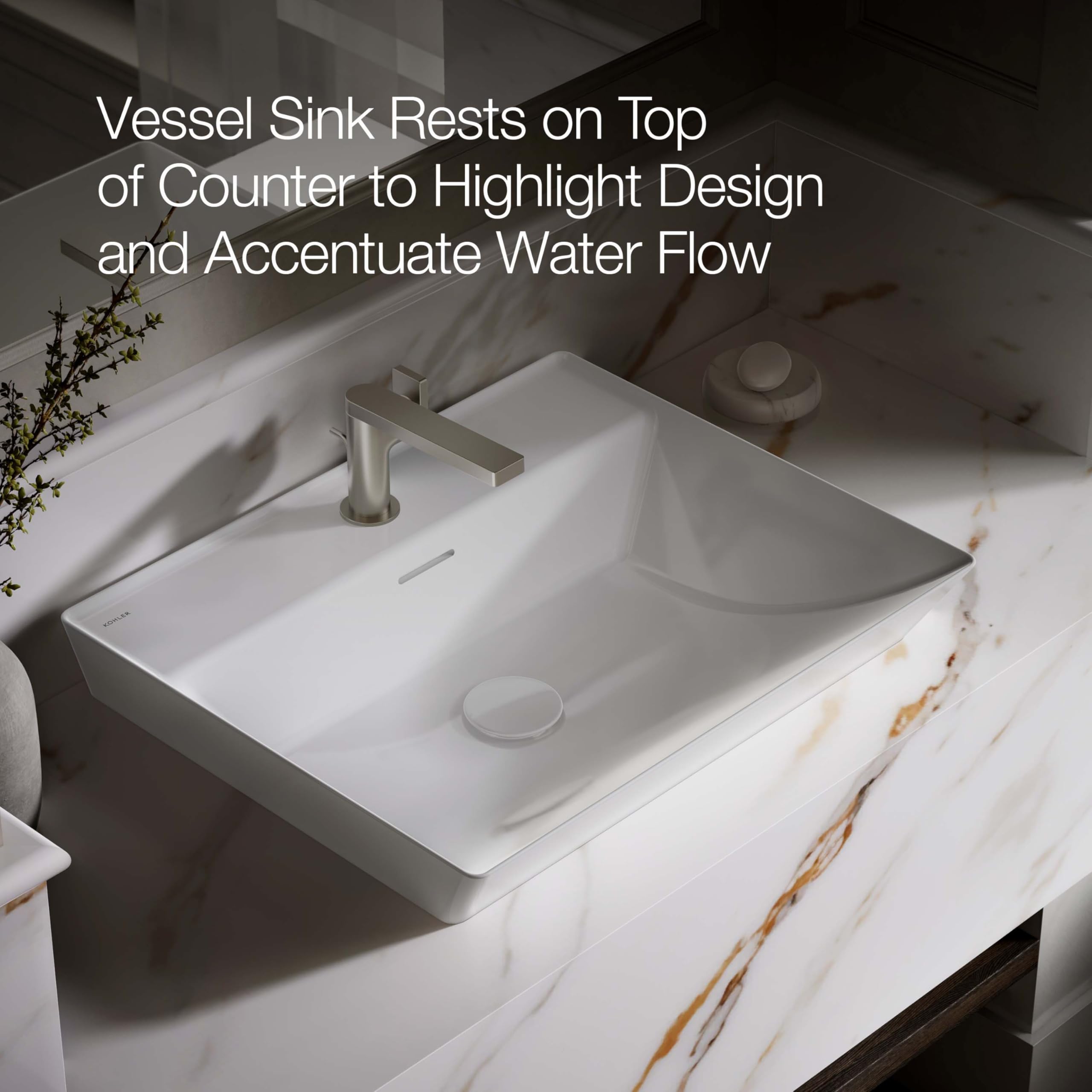 KOHLER Brazn - Lavabo rectangular para baño
