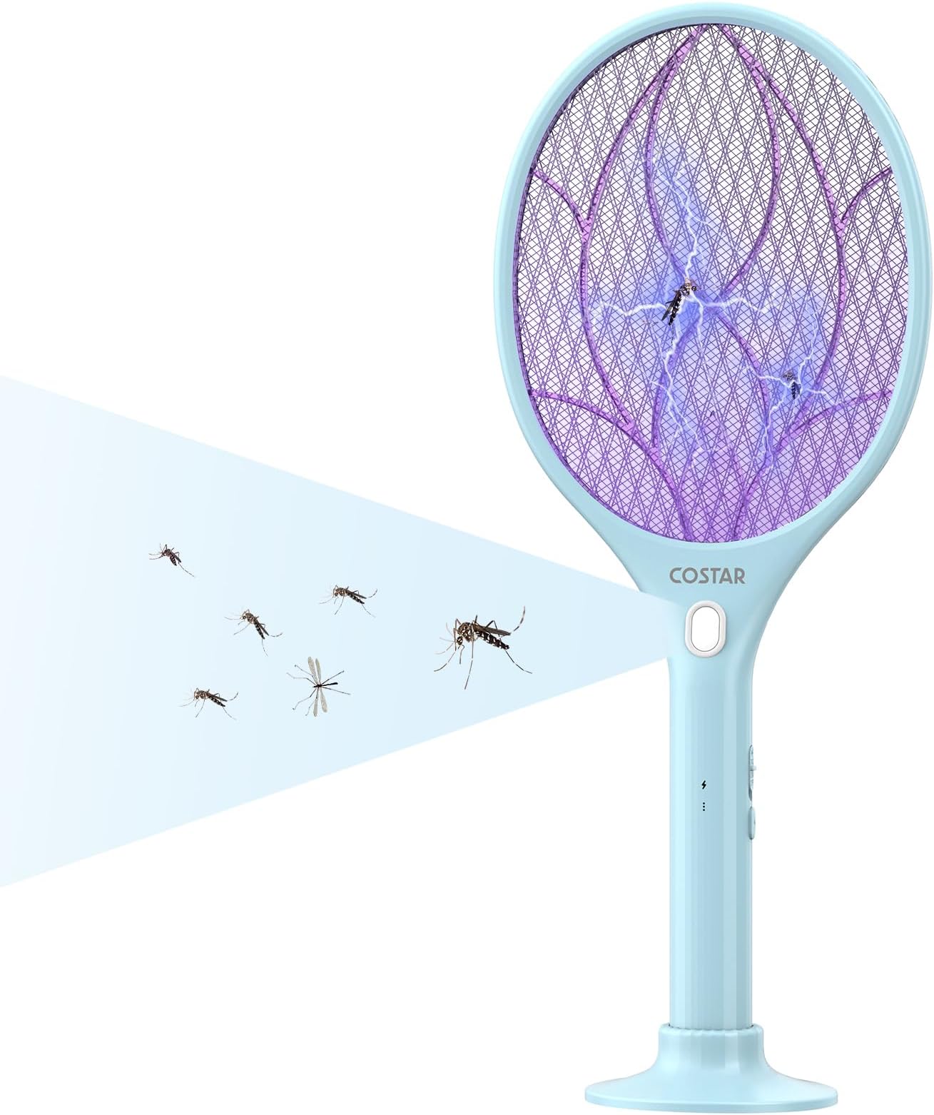 COSTAR 3-in-1 Mosquito Killer Racket, Mosquito Bat with UV Light, Electric Fly Swatter Rechargeable Lithium-ion Battery, Bug Zapper for Indoor Outdoor Use, Bat to Hit Mosquito 6 Months Warranty