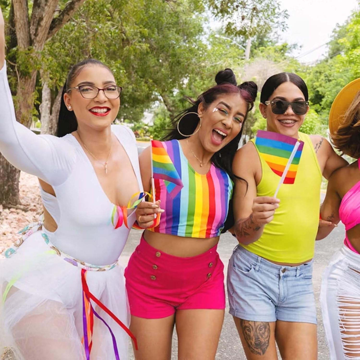 50 Pcs Progress Pride Flags Decorations LGBTQ Accessories Gay Pride Flag Rainbow Flags Stuff Hand Held Stick Small Flags Bulk for Parade Rainbow Festival Party - Image 5