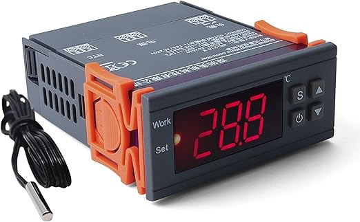 Termoregolatore Digitale KETOTEK - Range -30&deg;C~300&deg;C, Sonda NTC 2m, Uscita Rel&egrave; 30A, Per Incubatrici E Forni 220V