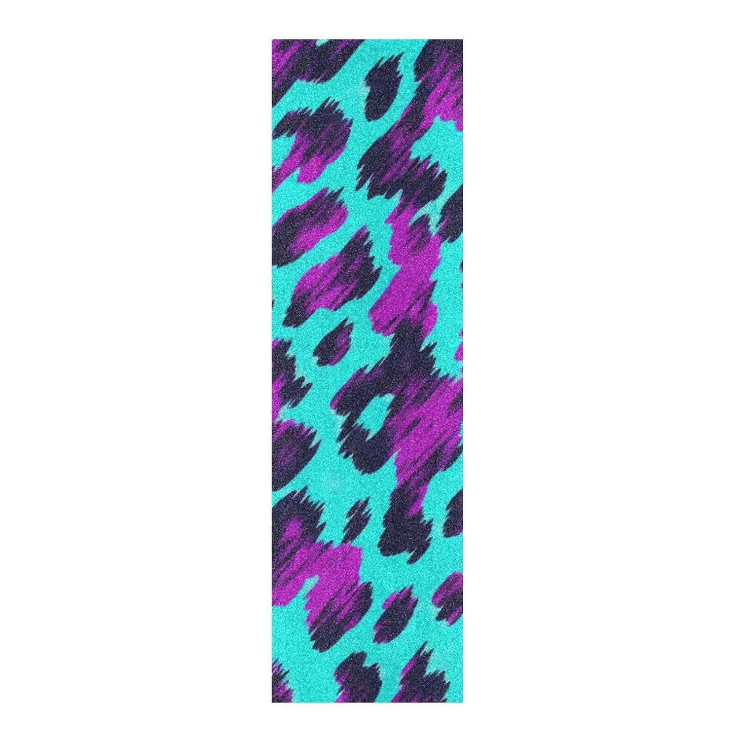 Kigai Leopard Print Skateboard Grip Tape Sheet 33.1x9.1inch,Non Slip Sandpaper Scooter Grip Tape Longboard Griptape