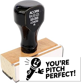 Pitch Mini Teacher Feedback Stamp, Wood Handle Stamp for Classroom Grading & Praise, Elementary School Marking Tool Student Work Review, Ink Pad Ready Seal