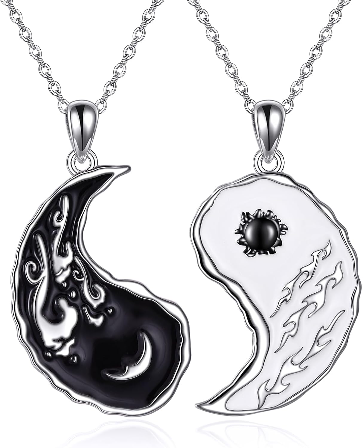 AXELUAN Yin Yang Matching Necklace Sterling Silver Sun and Moon Jewelry Gifts for Women Couple