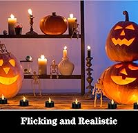 Vista 4 de KOABY Paquete de 12 luces de té sin llama de luz amarilla cálida que no parpadean, base negra, duran más de 100 horas, velas de té a