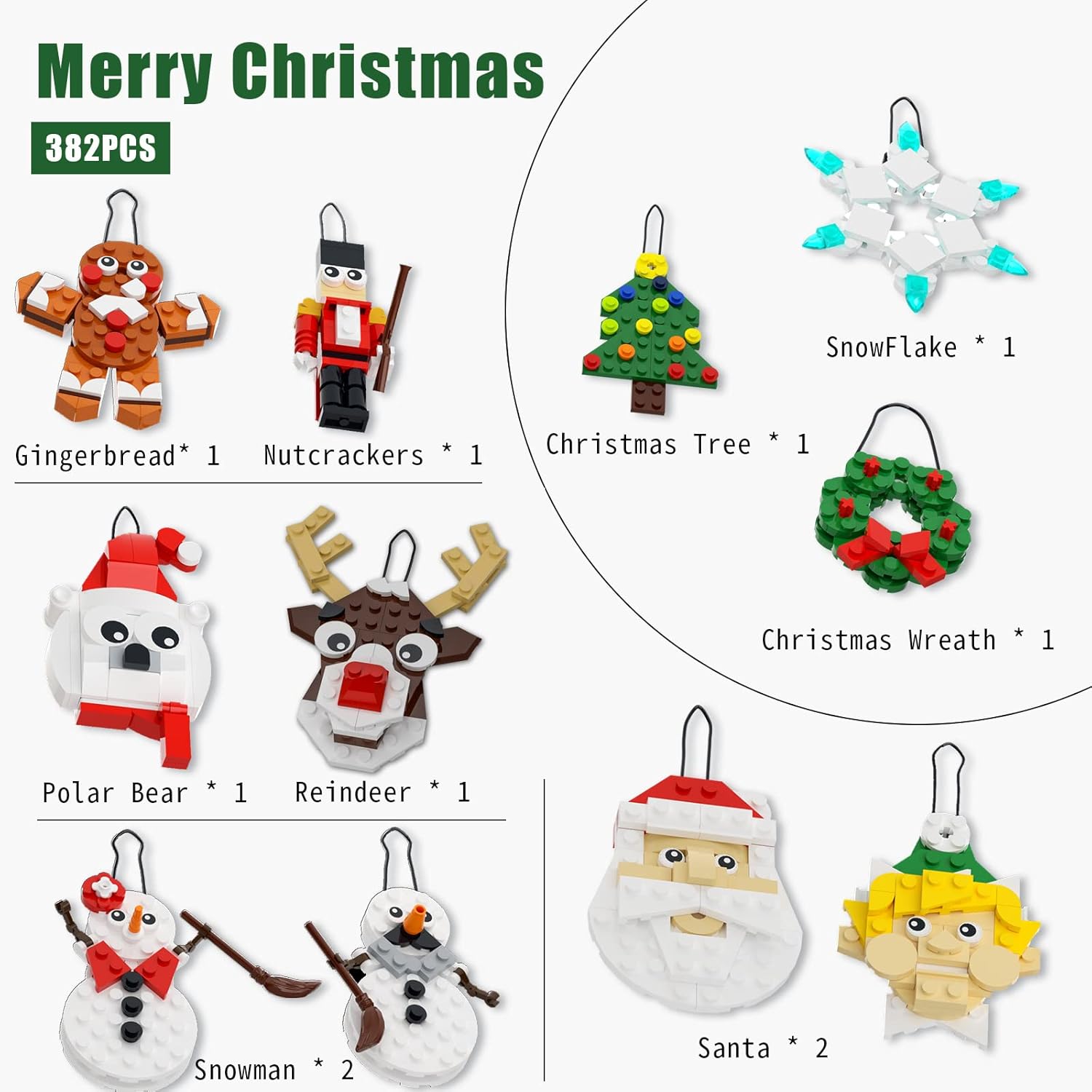 Christmas Ornaments Building Kit with 11 Festive Designs