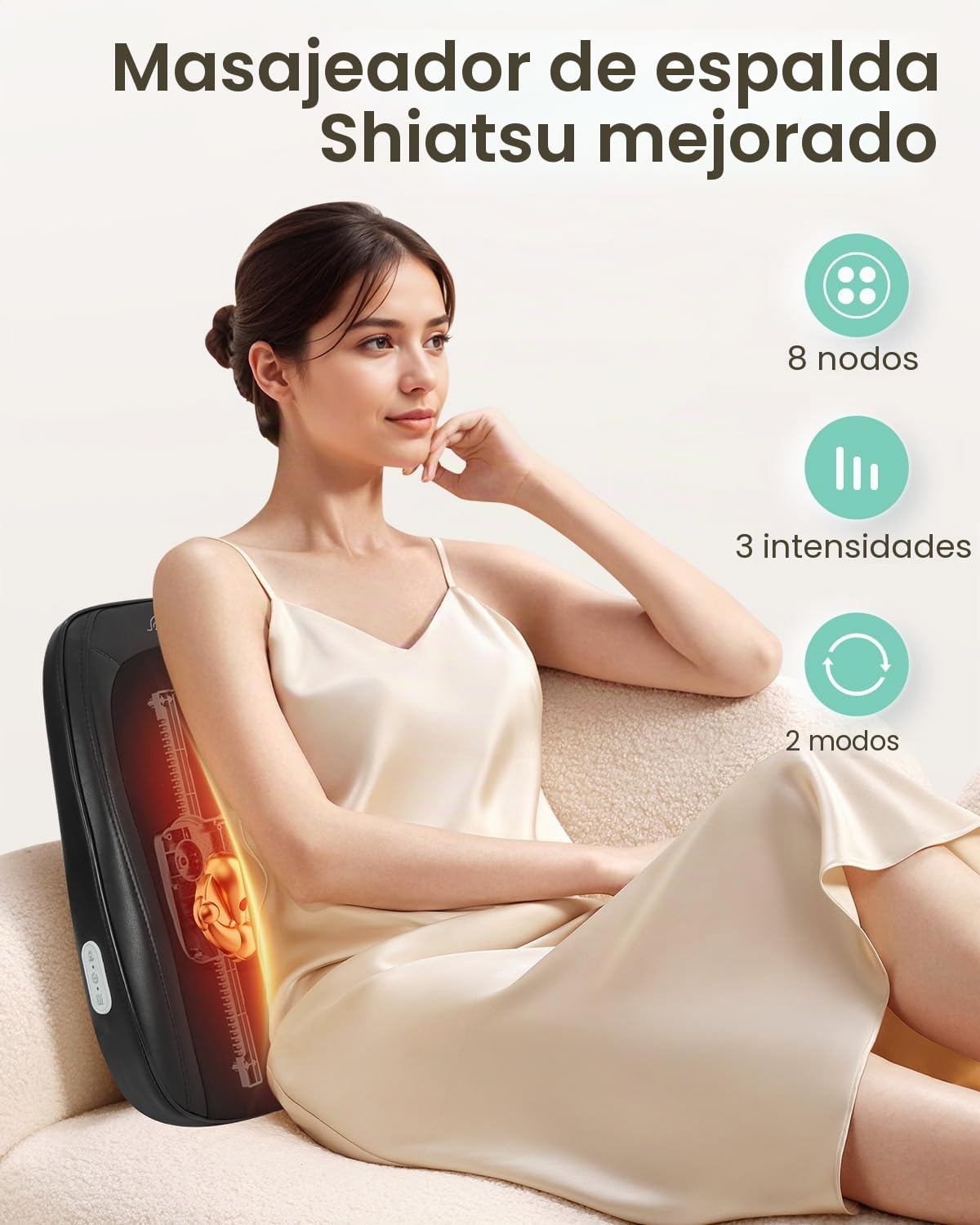 Snailax Masajeador de Espalda con Calor, Masajeador cervical y espalda para el Alivio del Dolor, Almohada de Masaje 4D Amasado de Tejido Profundo, Regalos para Hombre y Mujer