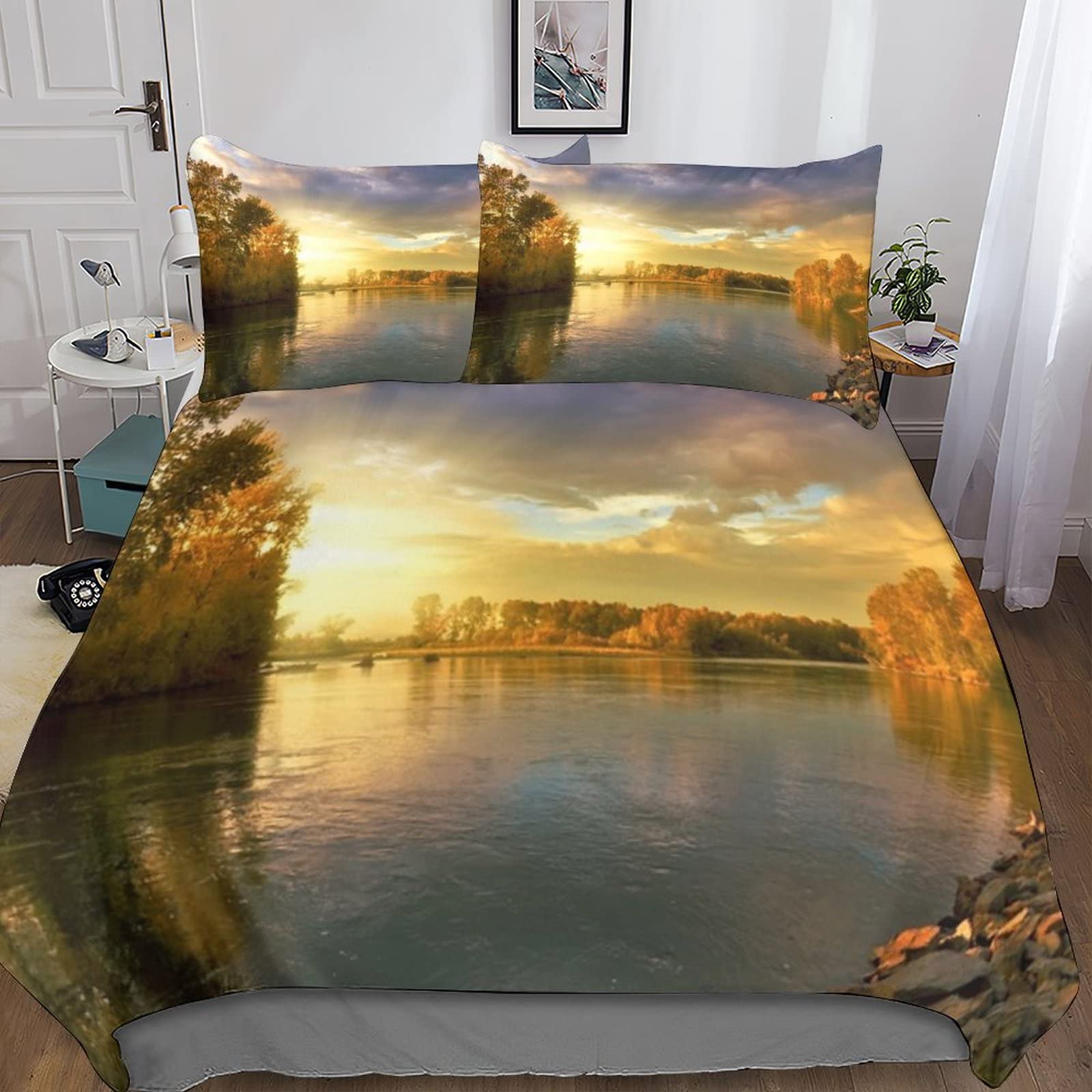 Housse de couette confort microfibre anti-plis pour lit deux personnes double 200x200