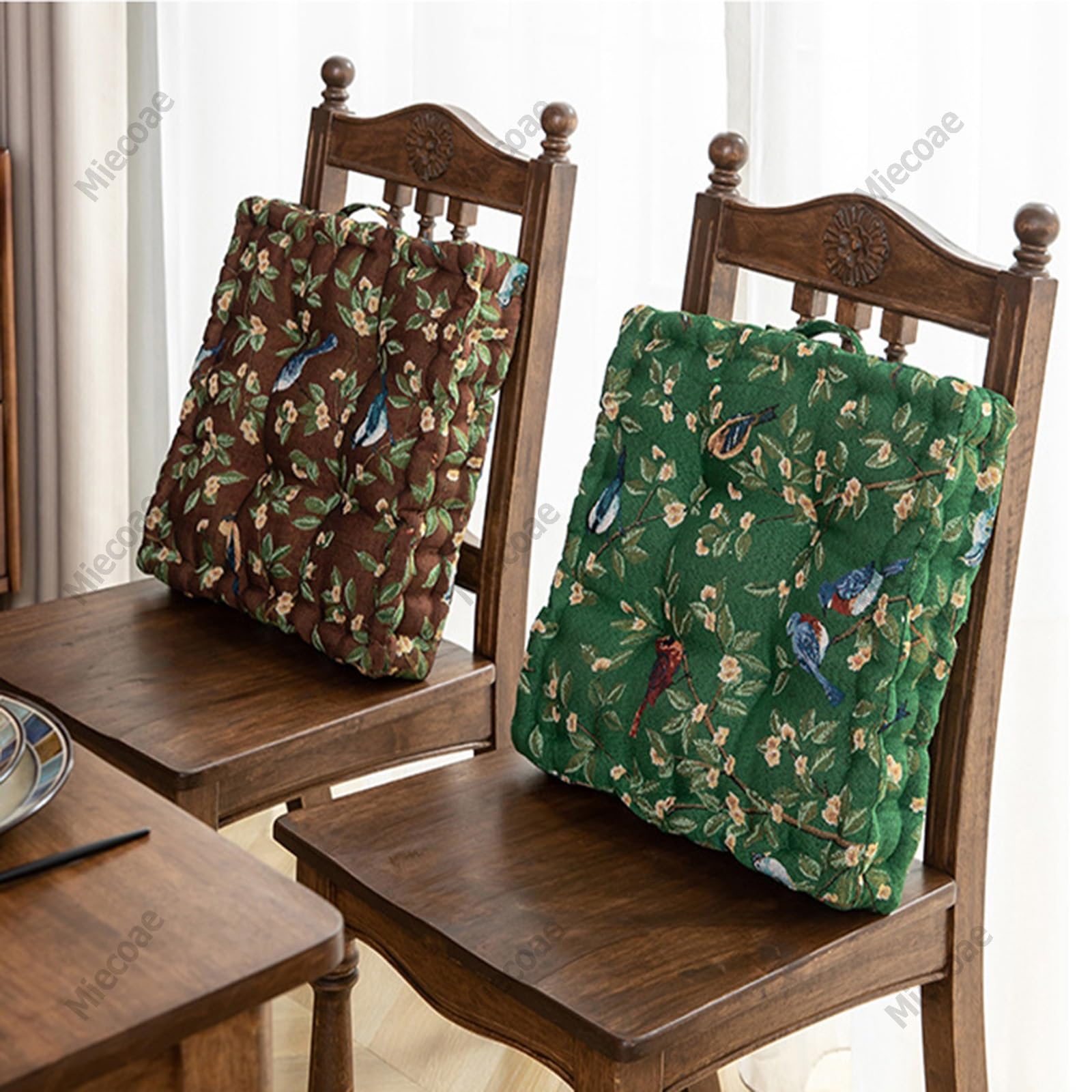 Cojines para Sillas Cojín de Meditación Cuadrado 40x40 Cojin Suelo Grandes con Asa, Cojín Silla de Jardín Exterior y Interior, Cojines para Bancos de Ruedas Comedor(Leaf-3)