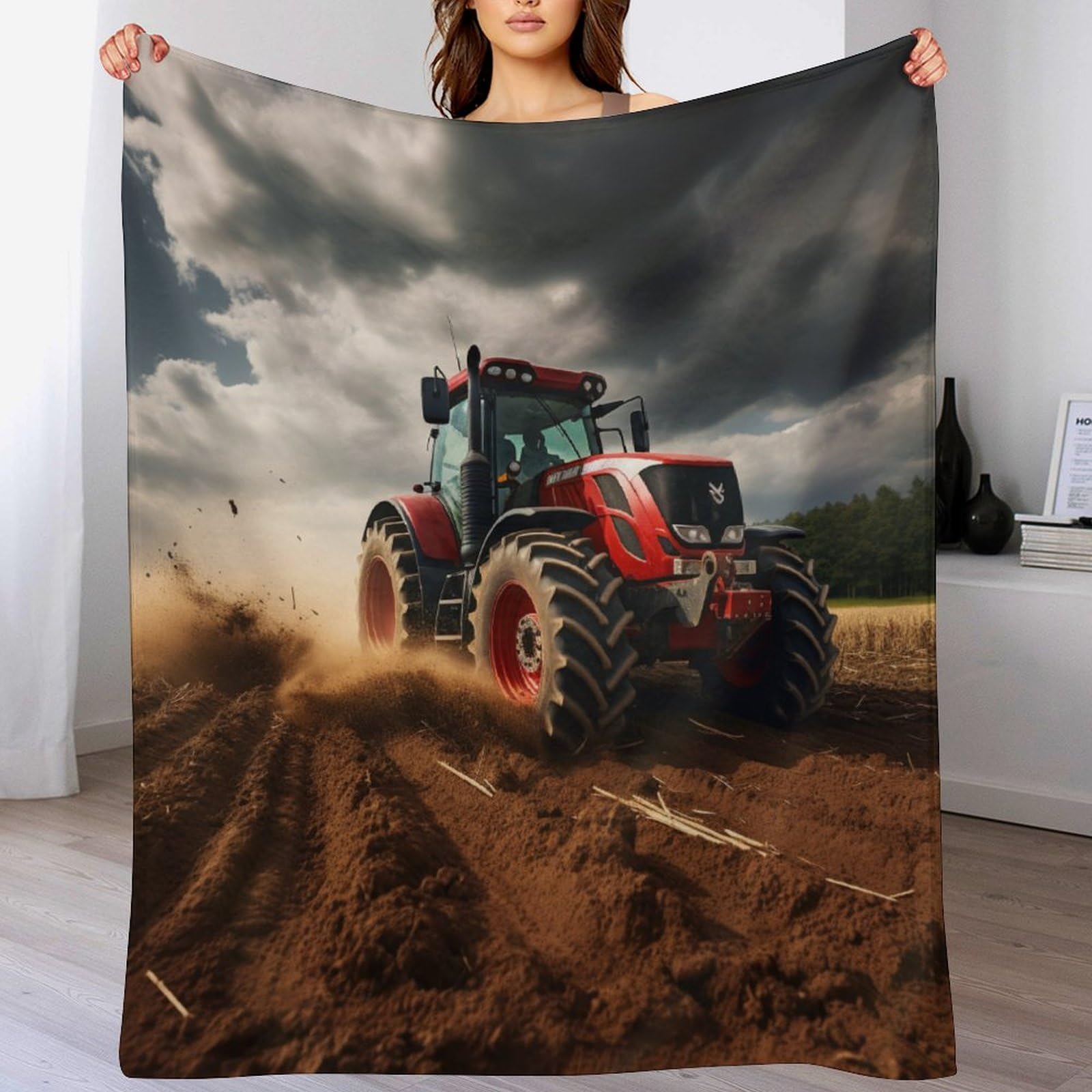 Plaid couverture polaire tracteur doux et confortable en flannel pour lit et canapé