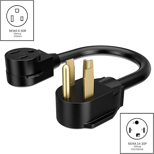 Miniatura 2 de ACKING Adaptador de soldador de 1.5 pies, cable generador de 4 clavijas, NEMA 14-30P a 3 clavijas, 6-50R, 240V, secador de soldador, adaptador de