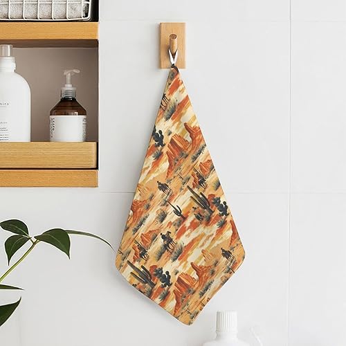 Miniatura 6 de Decorative Hand Towels for Bathroom - Retro Western Cowboy (A) Print Soft Absorbent Small Bath Hand Towels for Kitchen, Farmhouse, Spa, Hotel, Guest