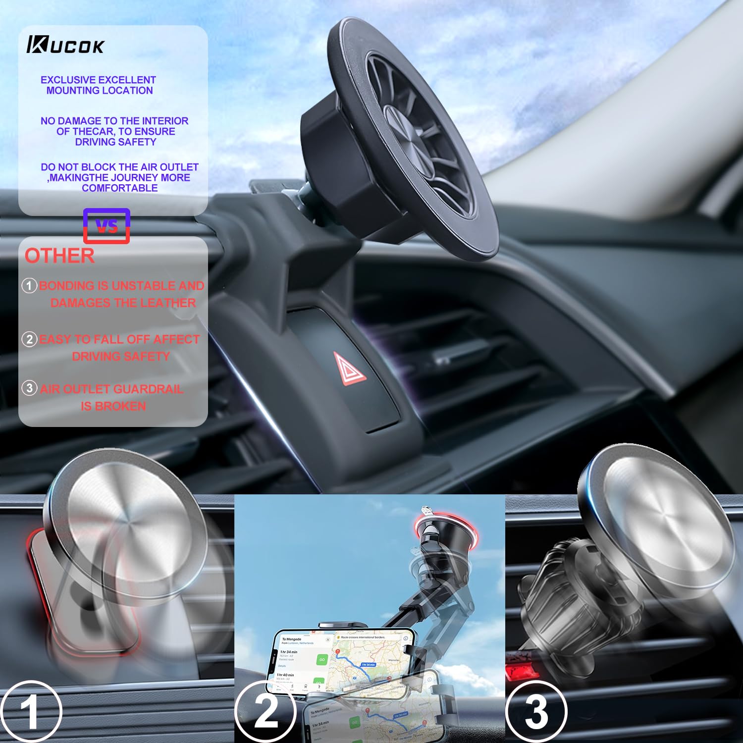 Honda Civic - Soporte de teléfono para MagSafe, ajuste exclusivo para Honda Civic 2016-2021, apto para MagSafe iPhone 15/14/13/12/Mini Series, imán superfuerte para rejilla de ventilación de