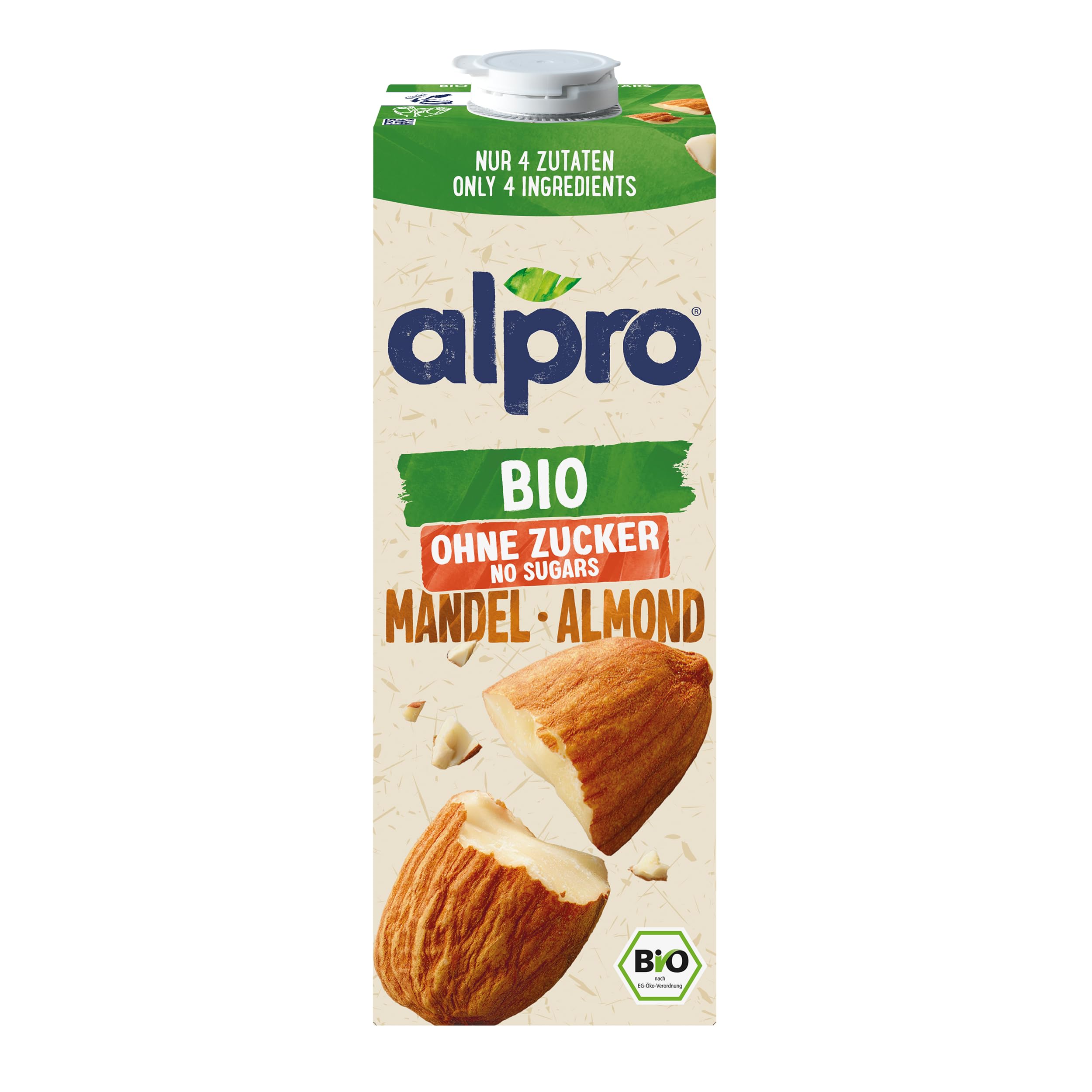 Alpro Bio Mandeldrink ohne Zucker – 8 x 1 l