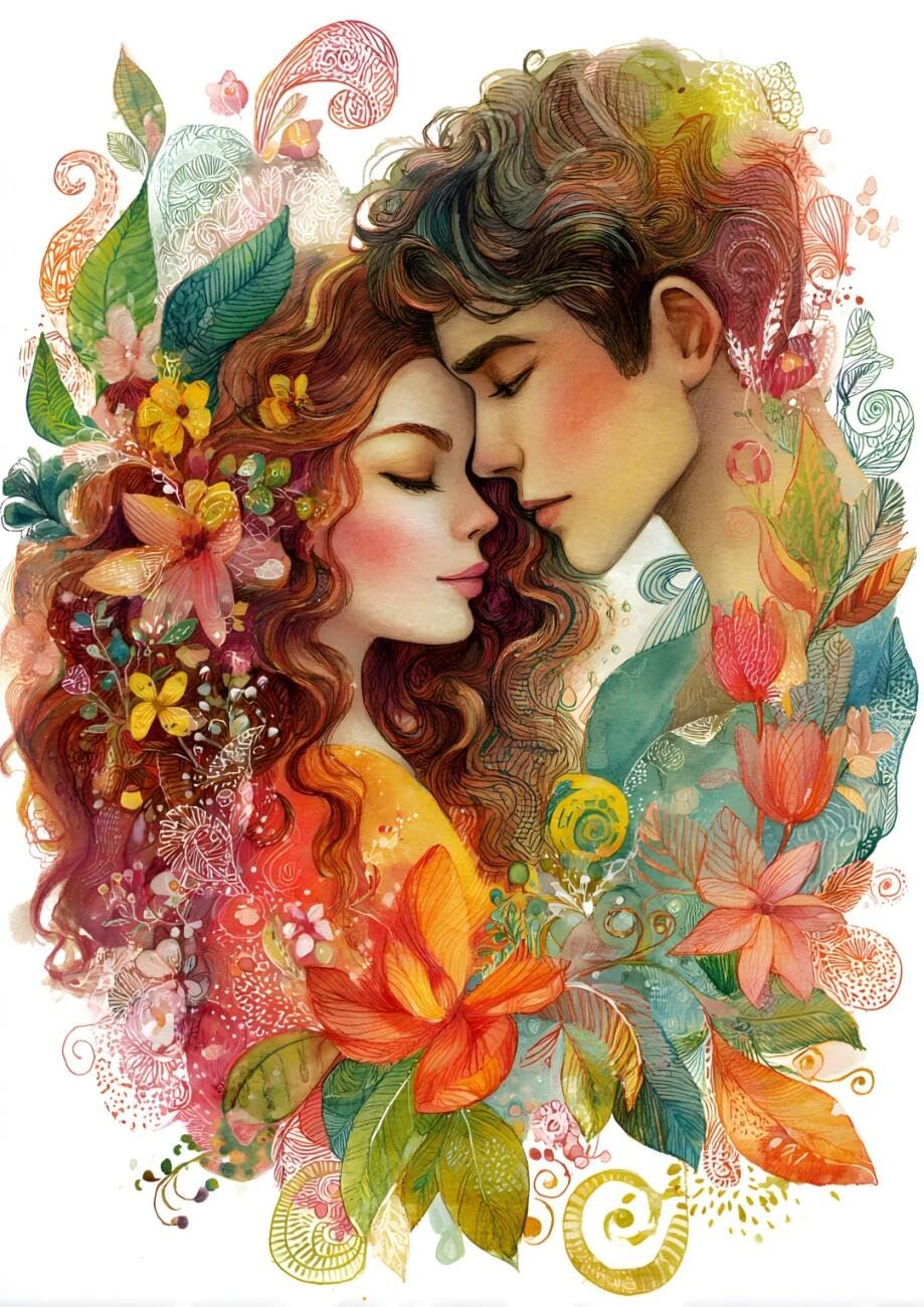 RKFLGEW 14CT Cross Stitch Kits for Beginners Colorful Couple Cross Stitch Kits Embroidery Starter Set for Beginners DIY Home Decoration 40x50cm