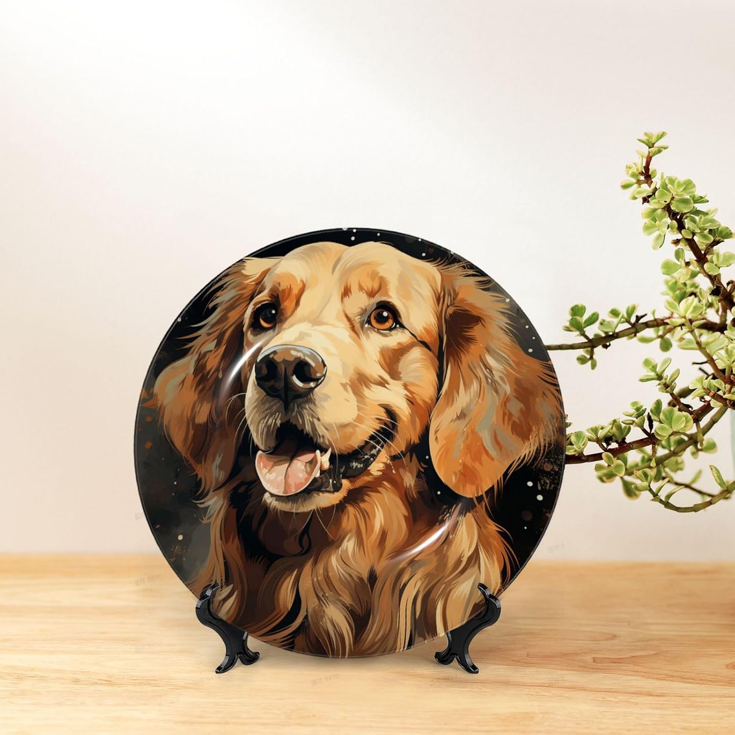 Decorative Plate Art Crafts Bone China Decorative Plate with Display Rack Souvenir Wall Decor Ceramic Ornaments Dinner Plates Ceramic Decoratives Plates for Home Office 10in