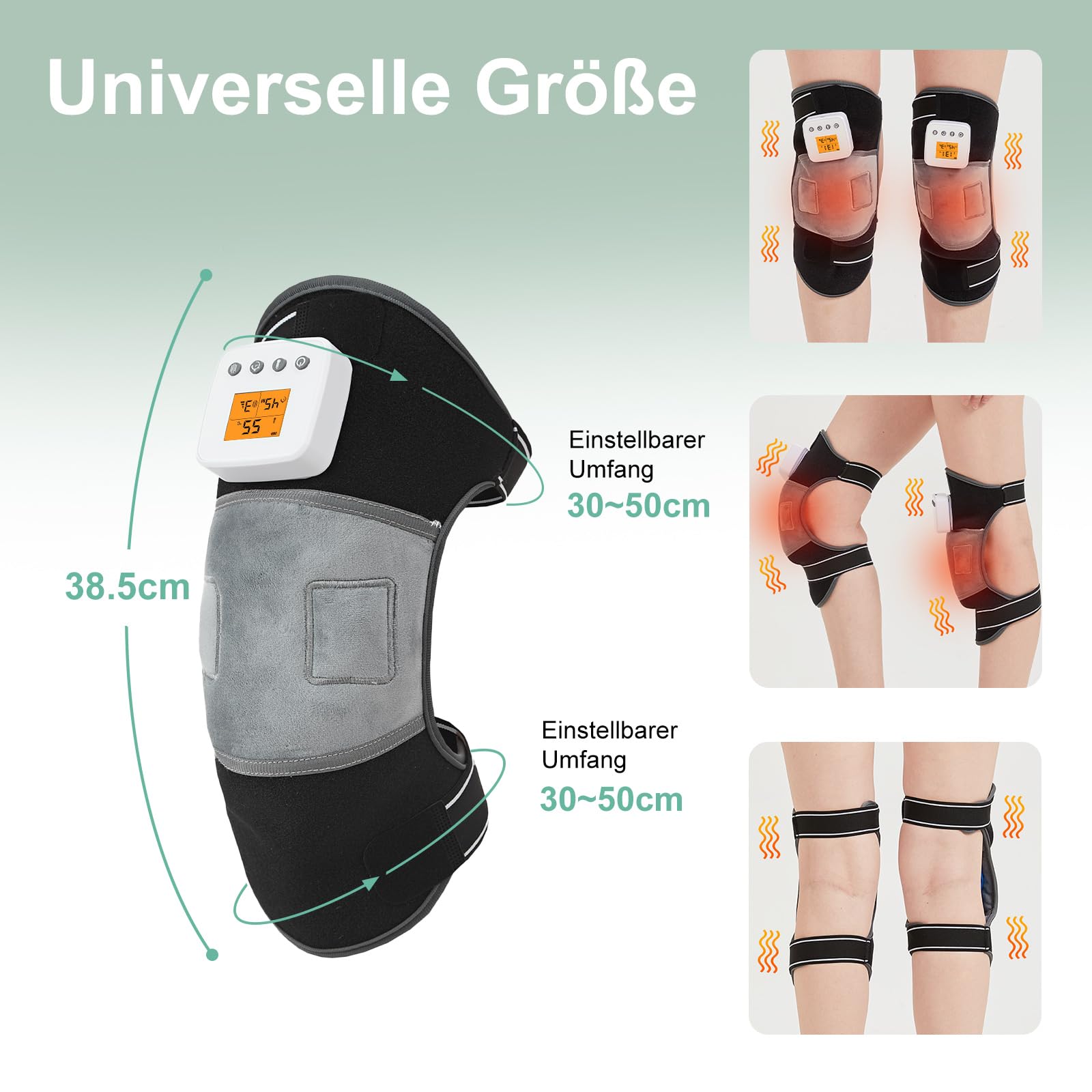 JOBYNA Kabellose Heizkissen für Knie, 2Pcs Knie Massagegerät Kniewärmer mit Vibration für Arthritis, Schmerzlinderung, Abschaltautomatik, 45-65℃ Einstellbar