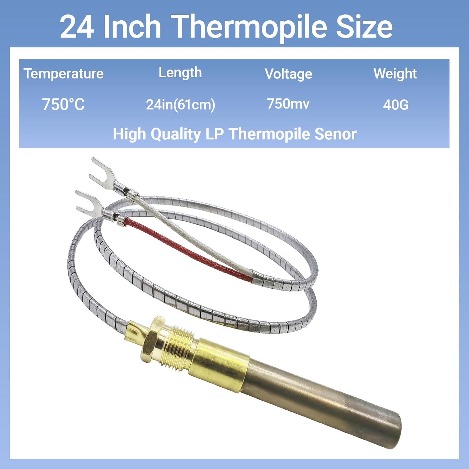 bizhala Universal 24 Inch 750mV Thermopile Generator – Direct Replacement for Q313A, Fits Gas Fireplaces, Water Heaters, Ovens, Fryers & Grills | Compatible with Empire, Heatilator, PITCO Models image 2 of 4 B0FN3PYZ5M