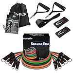 TheFitLife Exercise Resistance Bands with Handles - 5 Fitness Workout Bands Stackable up to 110/150/200/250 lbs, Training Tubes with Large Handles, Ankle Straps, Door Anchor, Carry Bag (250LBS)