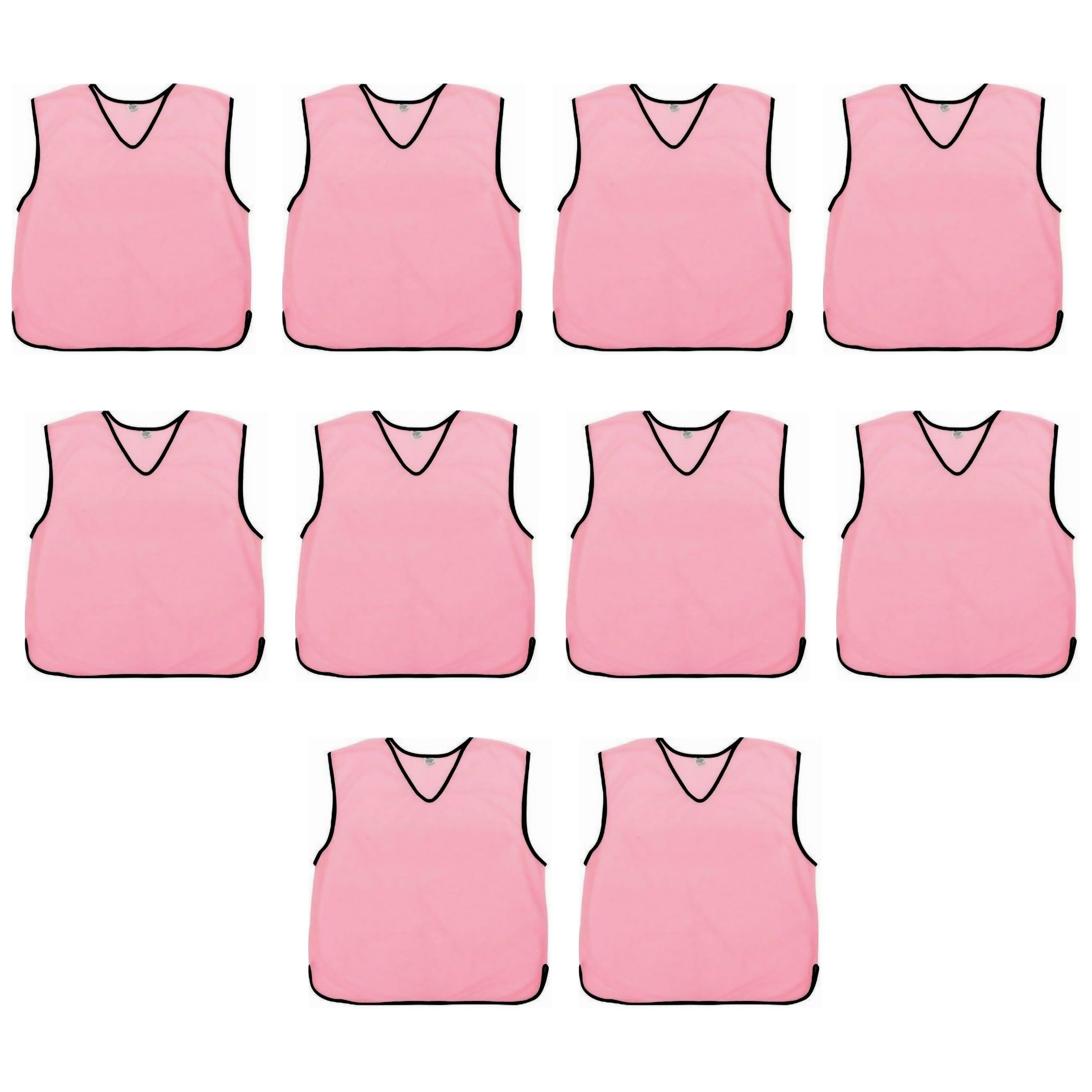 Pack of 10 X Training Football Bibs for Practice Kids Junior Sizes - Training Bibs Mesh Football Bibs, Netball bibs, Soccer, Rugby, cricket, football Sports Bibs Function Party Outdoor Pink (Junior)
