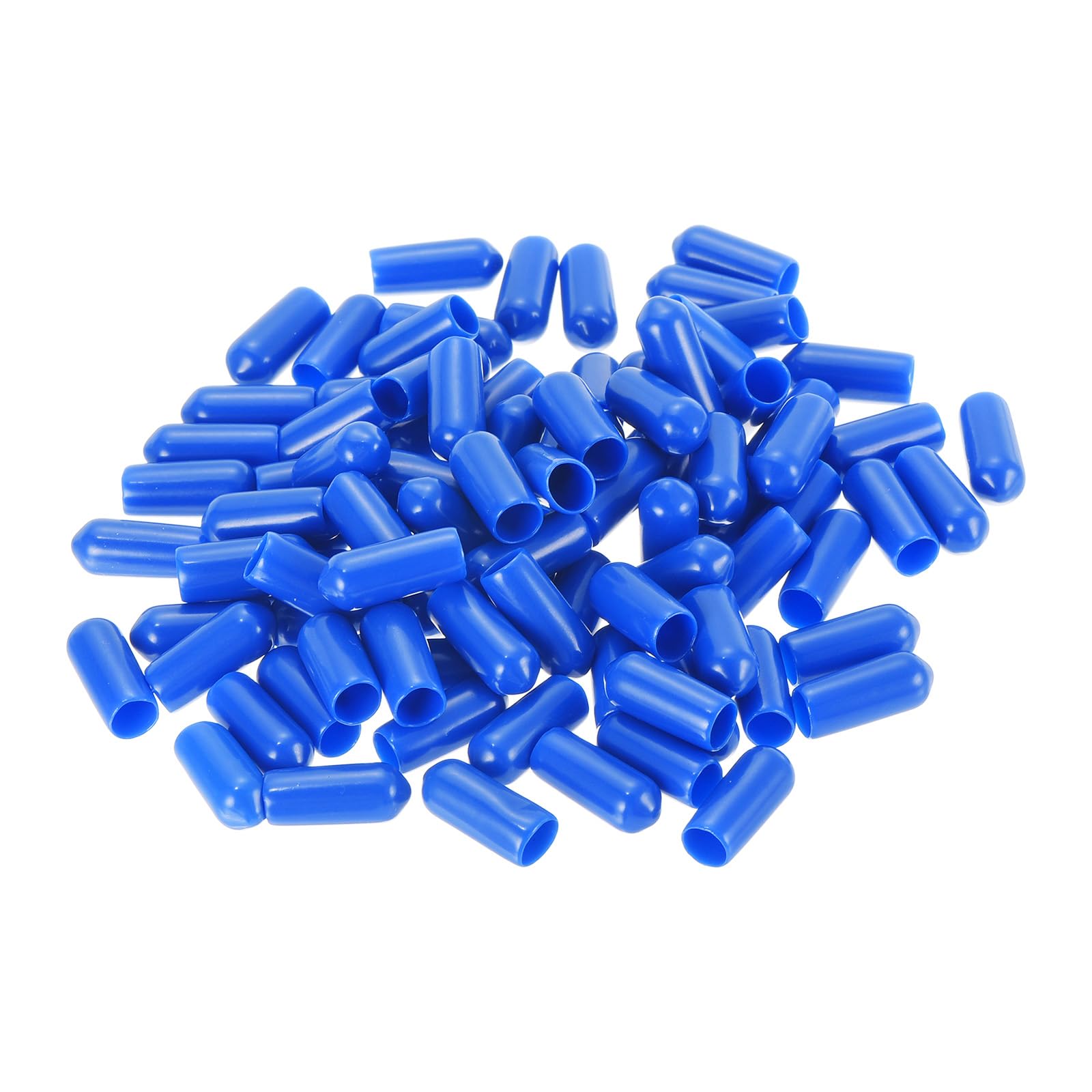uxcell 100pcs Rubber End Caps 6mm ID Vinyl Round Tube Bolt Cap Cover Screw Thread Protectors Blue