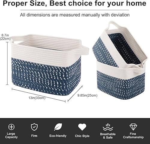 Vista 75 de OIAHOMY Cesta de almacenamiento, cestas tejidas para almacenamiento, cesta de cuerda de algodón para juguetes, cestas de toalla para baño, paquete