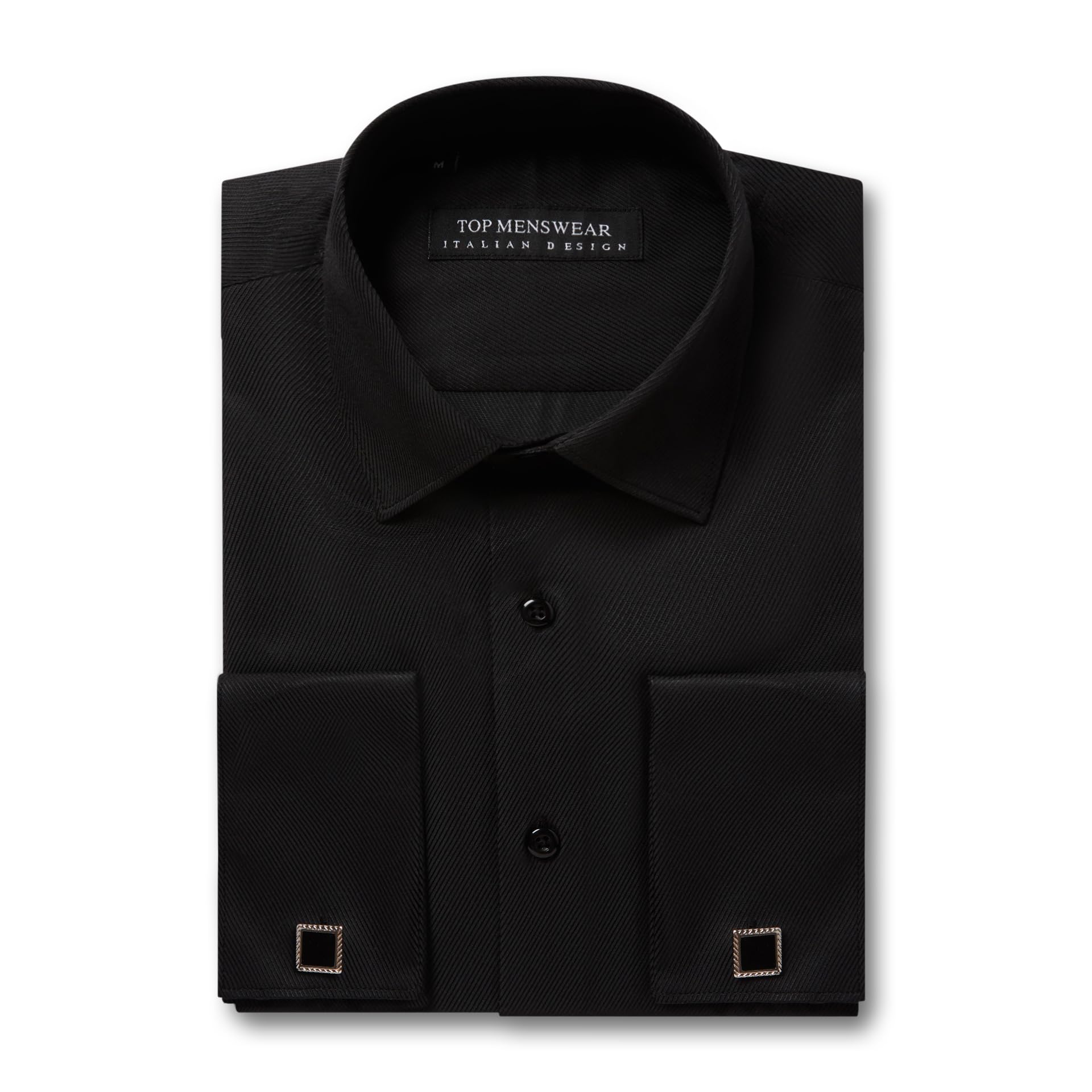 Camicie formali con doppio polsino marrone slim fit includono gemelli in metallo a maniche lunghe