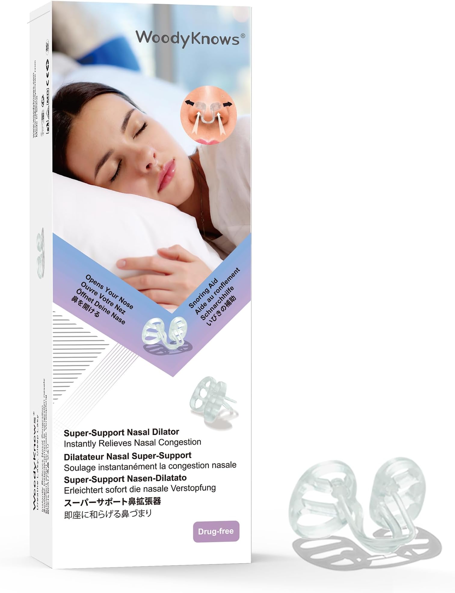 WoodyKnows Anti Snore Nasal Dilators, Super-Support Model, Snoring & Congestion Relief Inner Nose Strips, Mouth Breathing Stopper, Breathe & Sleep Right Aid Devices, Enhanced Expansion