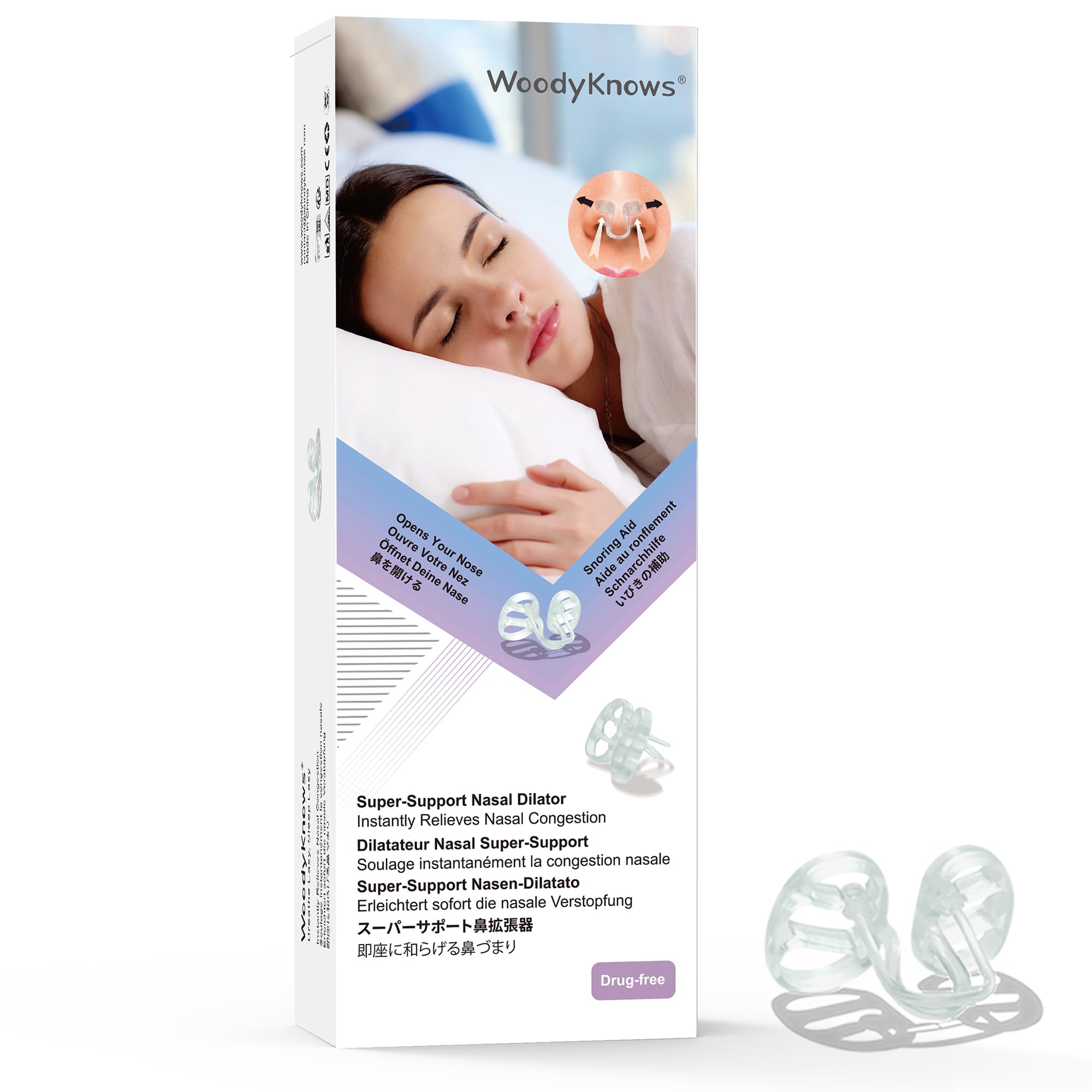 WoodyKnows Super-Support Nasal Dilators | Sleep Sports Breathing Aid | Soft Comfortable Nose Vents | Improve Breathe Airflow | Snoring Congestion Relief | Right Anti Snore Solution (X-Small 3Pack)