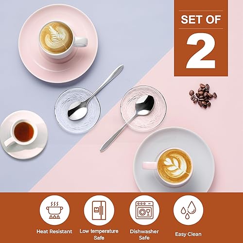 Miniatura 6 de Juego de 2 cucharas de café de cristal, soporte para cuchara de café redondo transparente para decoración de estación de café, estufa, encimera,