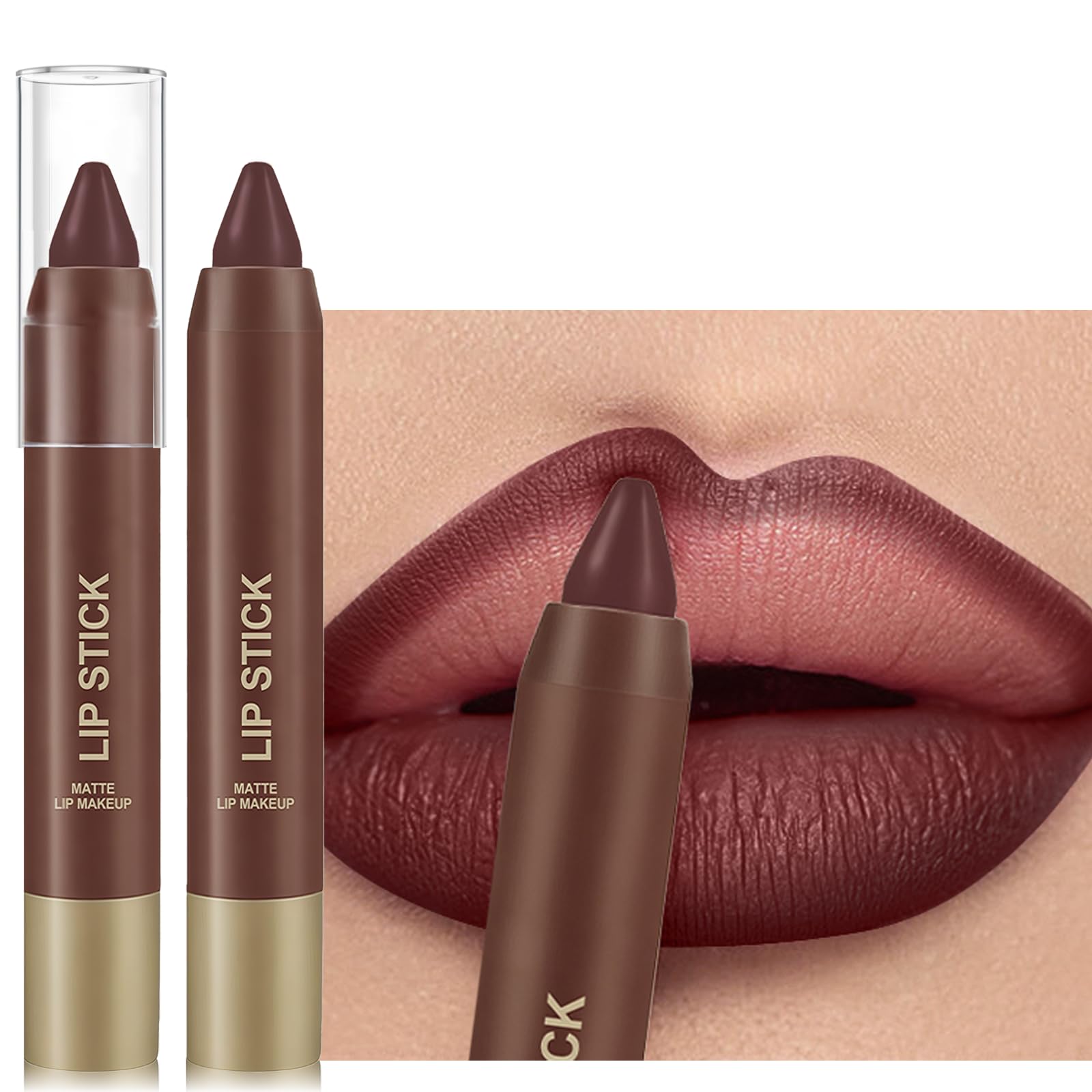 Berry Red Wine Matte Lipstick for Women, Long Lasting Smooth Lip Liner Pencil, High-Pigment Neutral Lip Crayon Makeup, Non-sticky Smudgeproof Moisturizing Lipstick Stain Twist-up Daily Lip Color #5Berry Red Wine