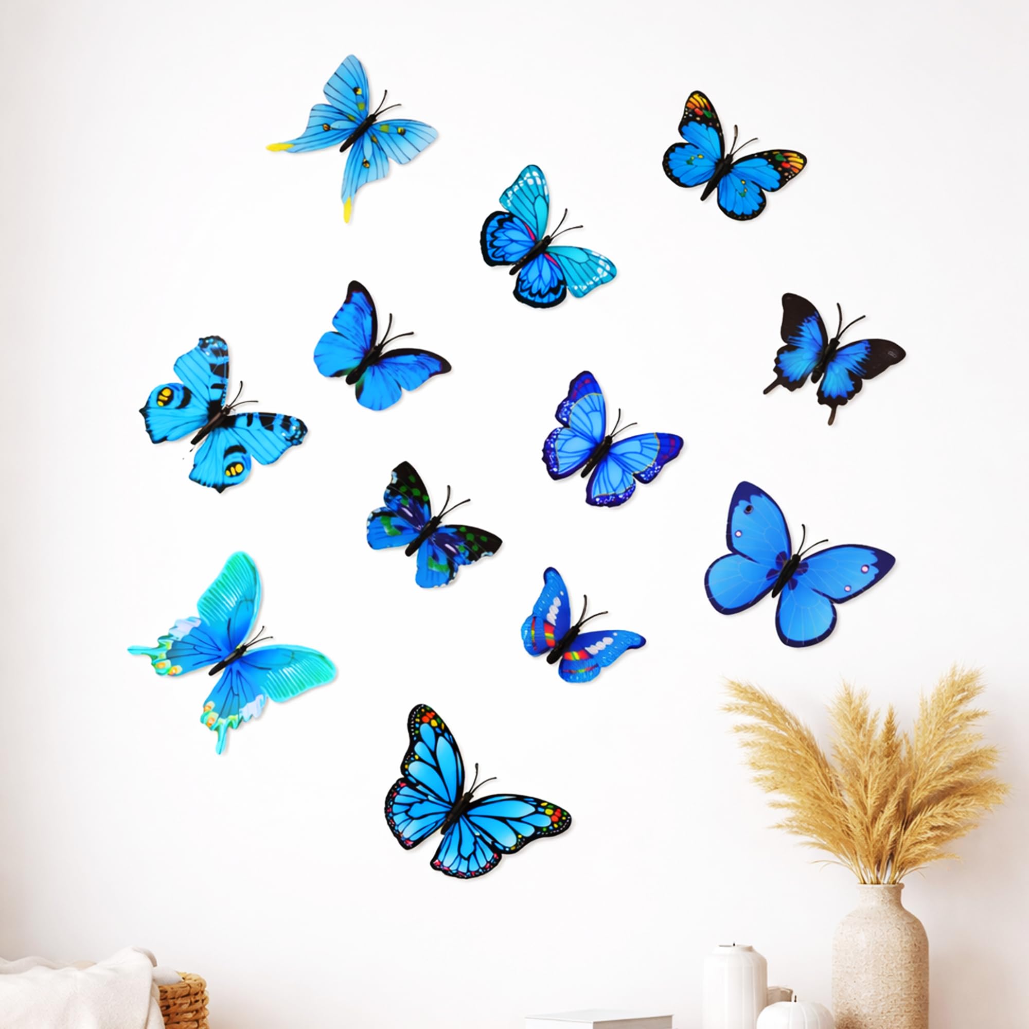 CraftVatika 3D Butterfly Wall Stickers for Home Decor with Sticking Pads 12 Pieces | Blue DIY Butterfly Wall Decoration for Living Room Bedroom Kids Room Nursery | Home Decoration Ornament for Door-image-44