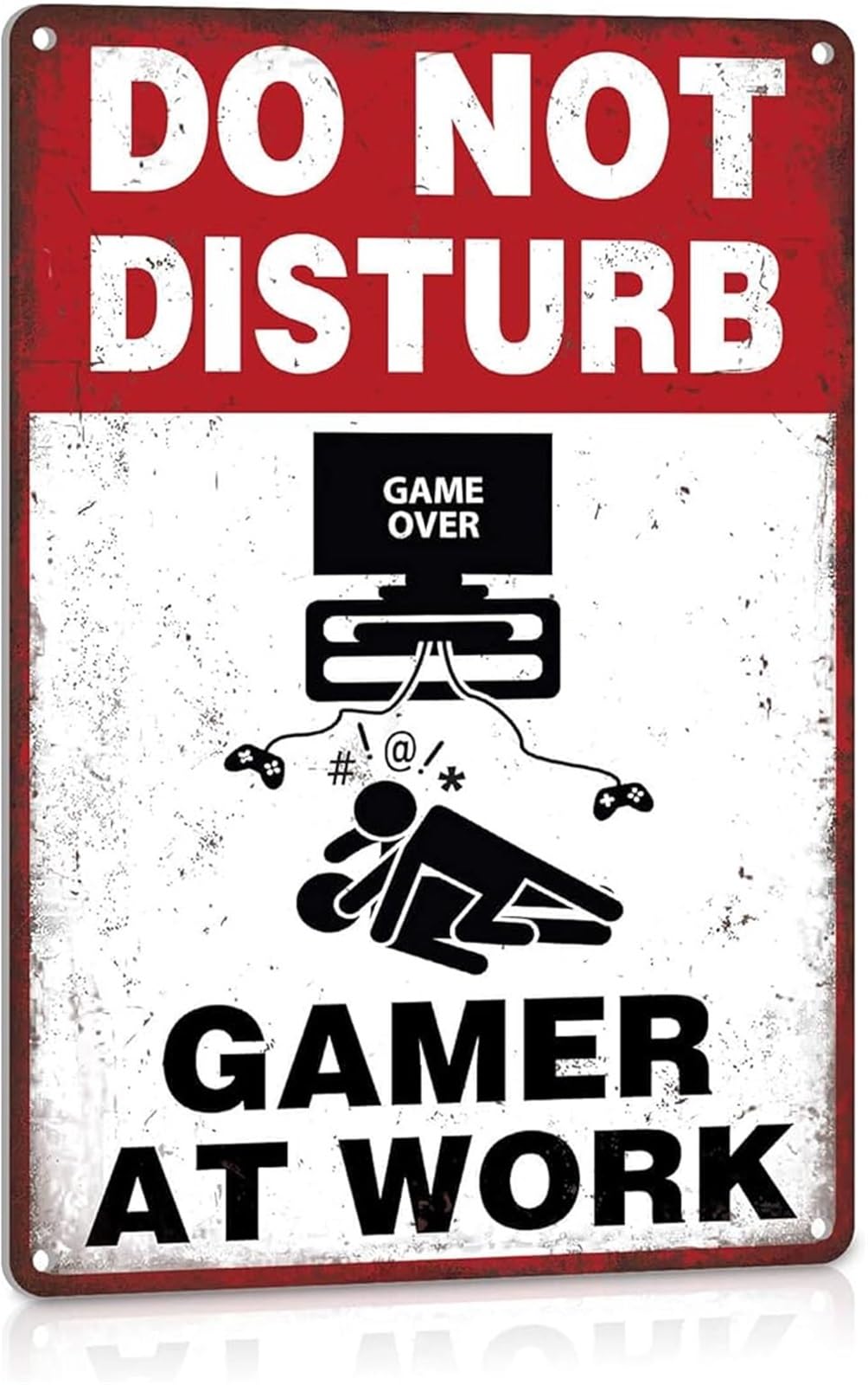 PKNVKZIDK Funny Video Gamer Warning Sign Do Not Disturb Gamer At Work Vintage Metal Tin Plaque for Gaming Setup Office 8 X 12 in