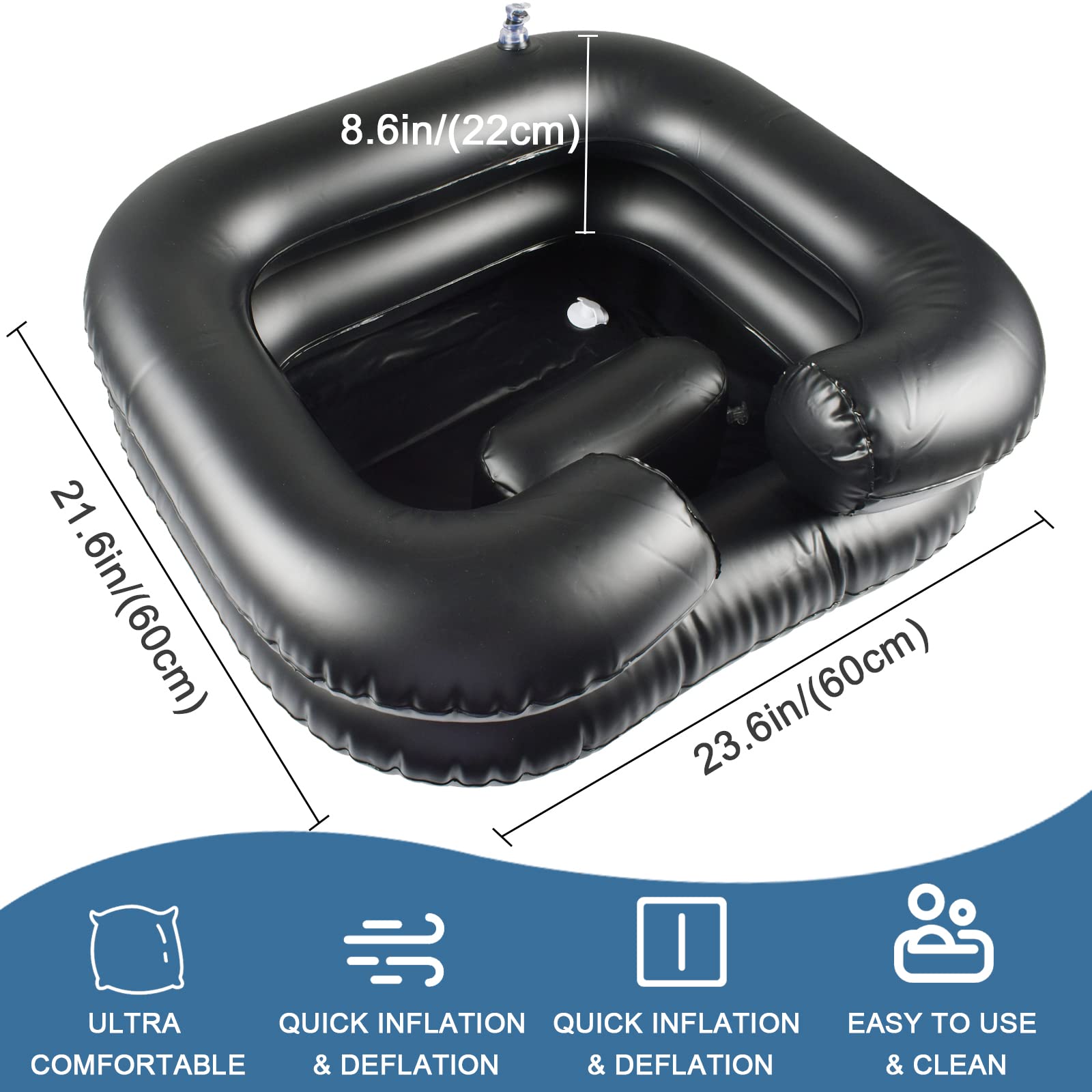 Lavabo Gonfiabile Per Capelli,Lavandino ,Bacino Portatile con Tubo di Drenaggio, per Shampoo in PVC per Anziani, Incinte, Feriti, Disabili