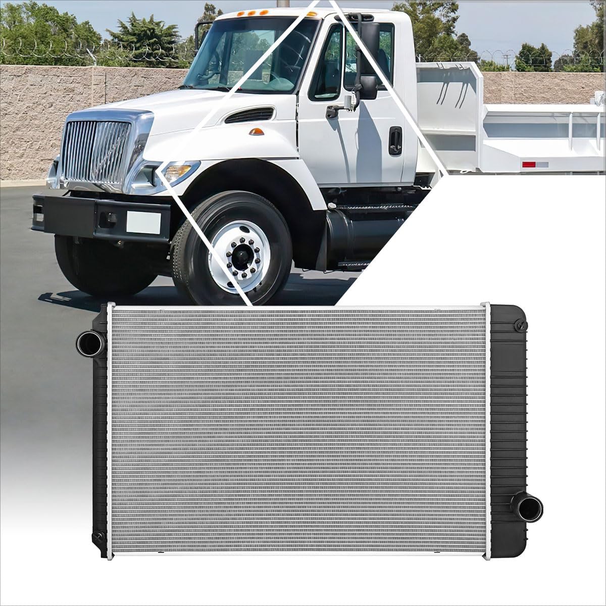2-Row Aluminum Core Radiator Compatible with 02-11 International 7300 7400 7500 7600 7700/WorkStar 7600 7700